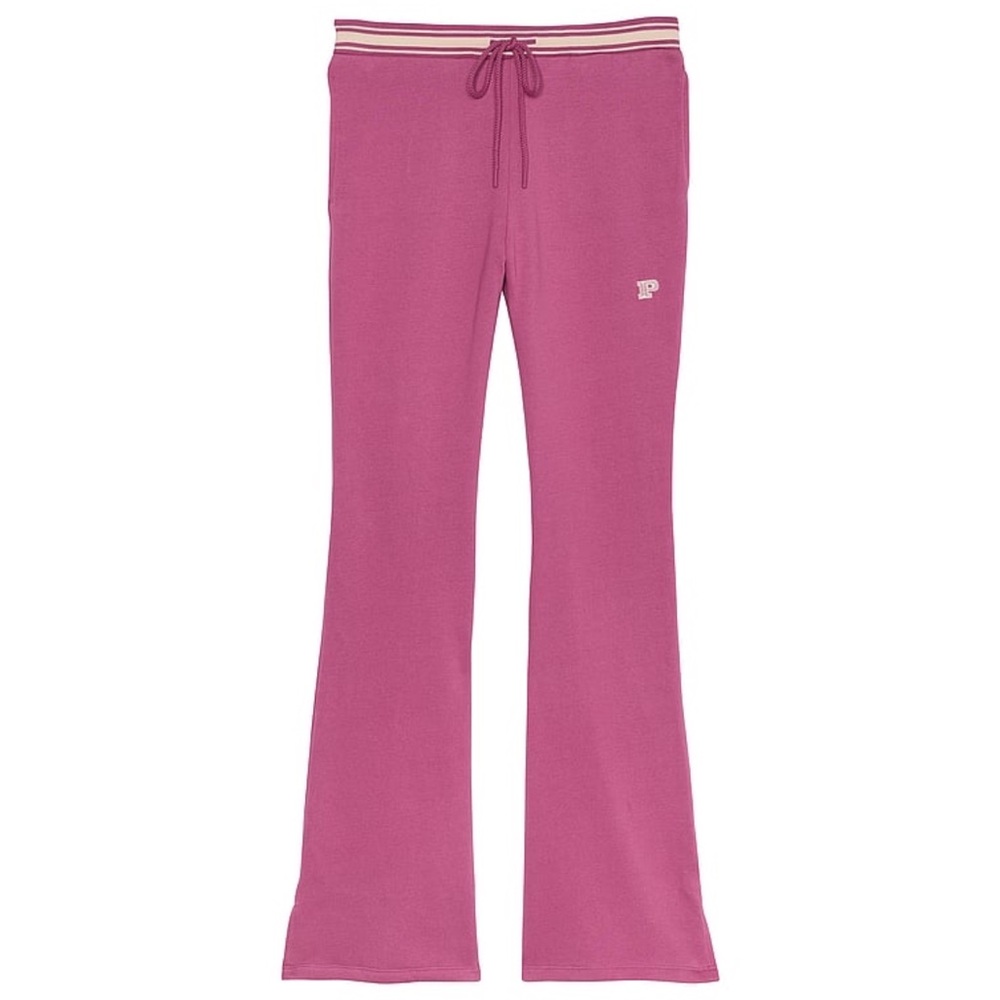PINK FLEECE SPLIT-HEM FLARE SWEATPANTS IN PINK